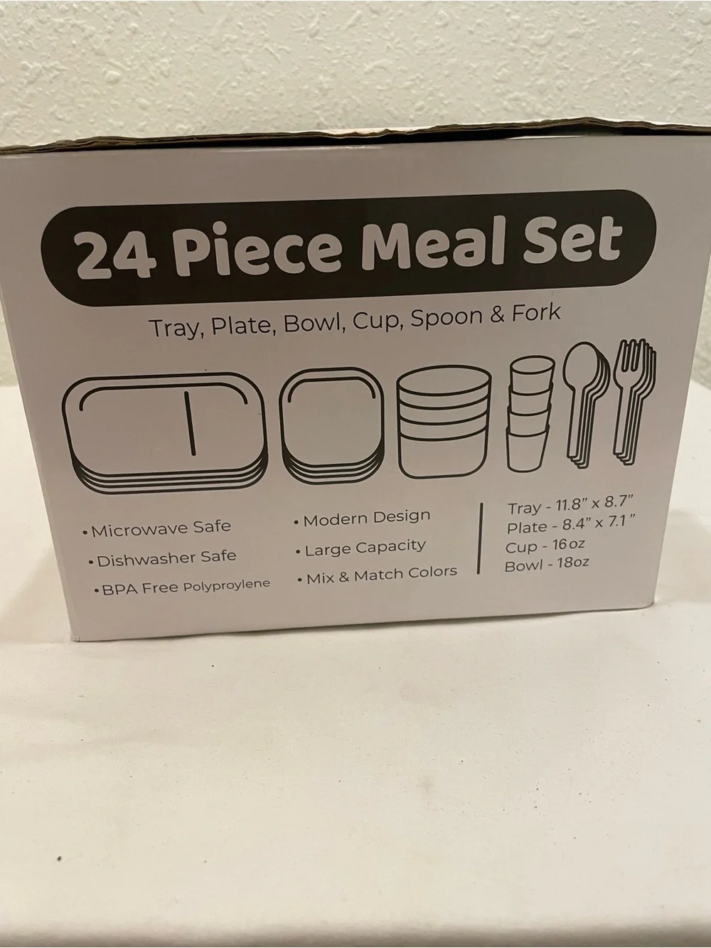 24-Piece Blue & Light Gray Kids Meal Set - BPA-Free Dinnerware